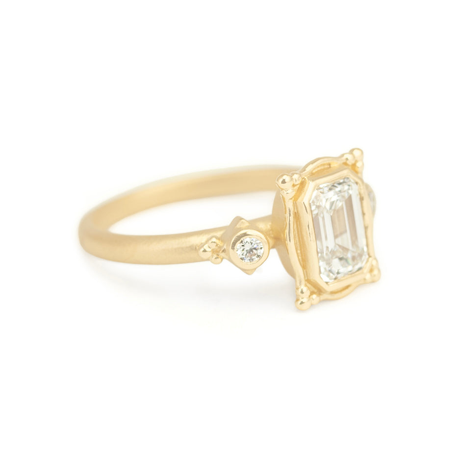Lab Grown Diamond Ring in Yellow Gold Side View