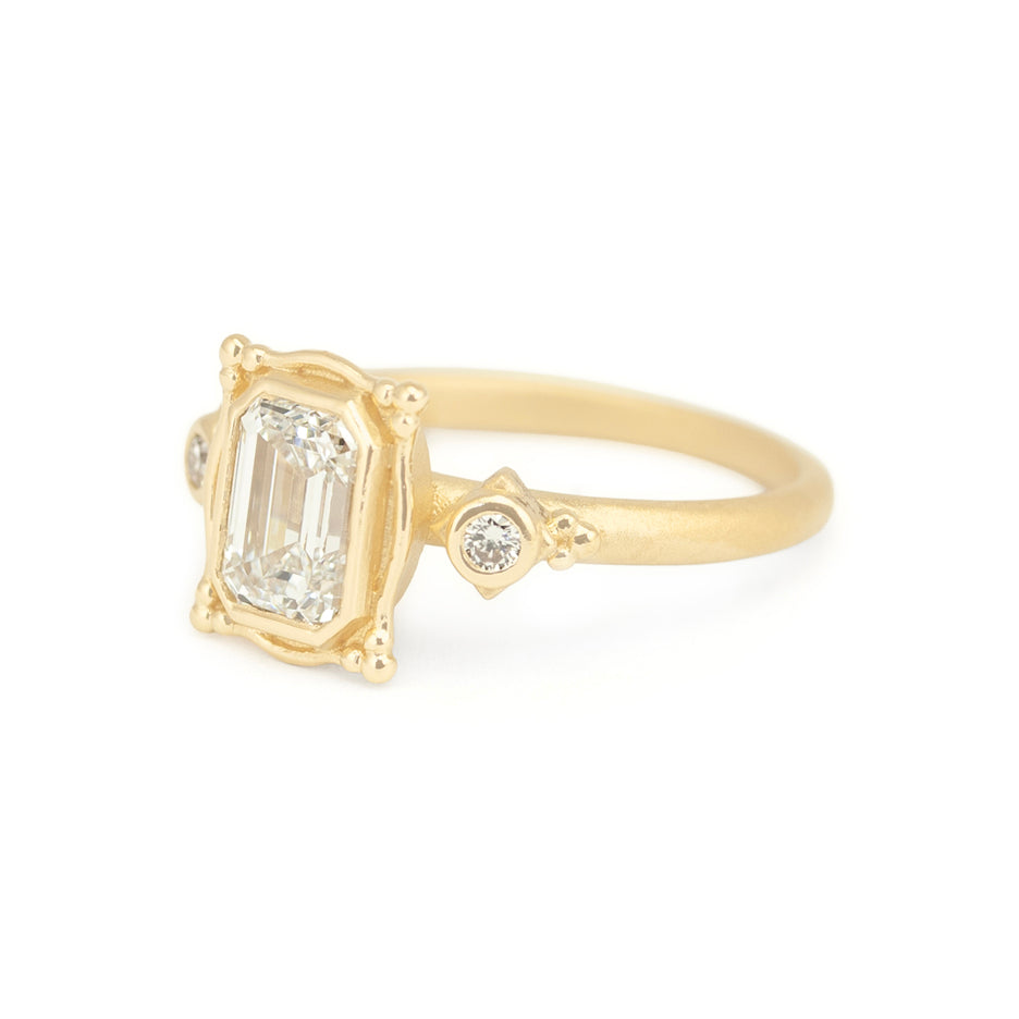 Lab Grown Diamond Ring in Yellow Gold Side View