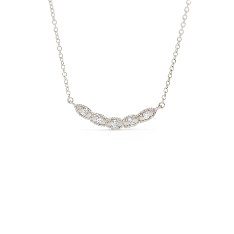 Diamond Necklace in White Gold with Detailing Front View