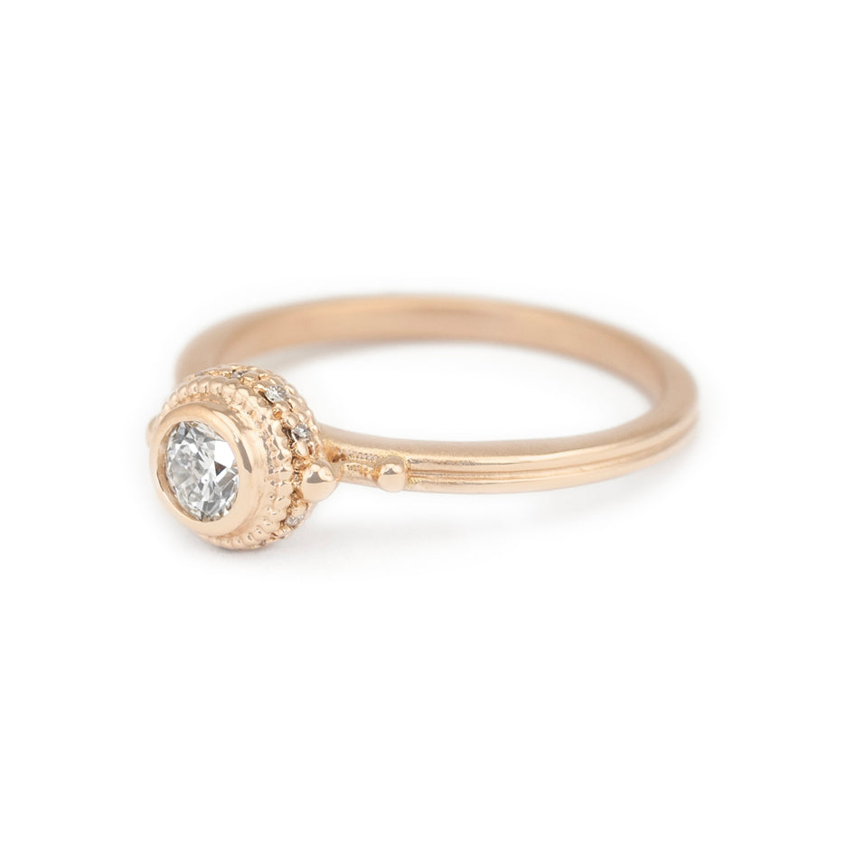 Diamond Engagement Ring in Rose Gold with Detailing Side View
