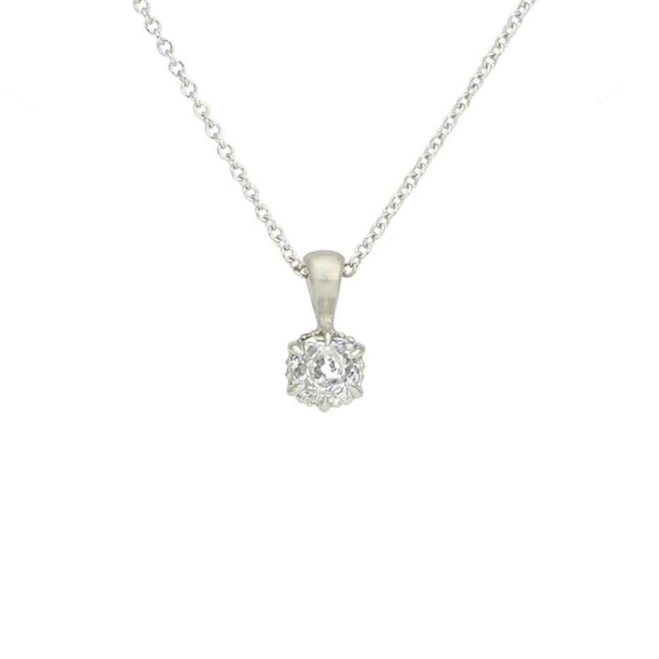 Diamond Necklace in White Gold with Detailing Front View