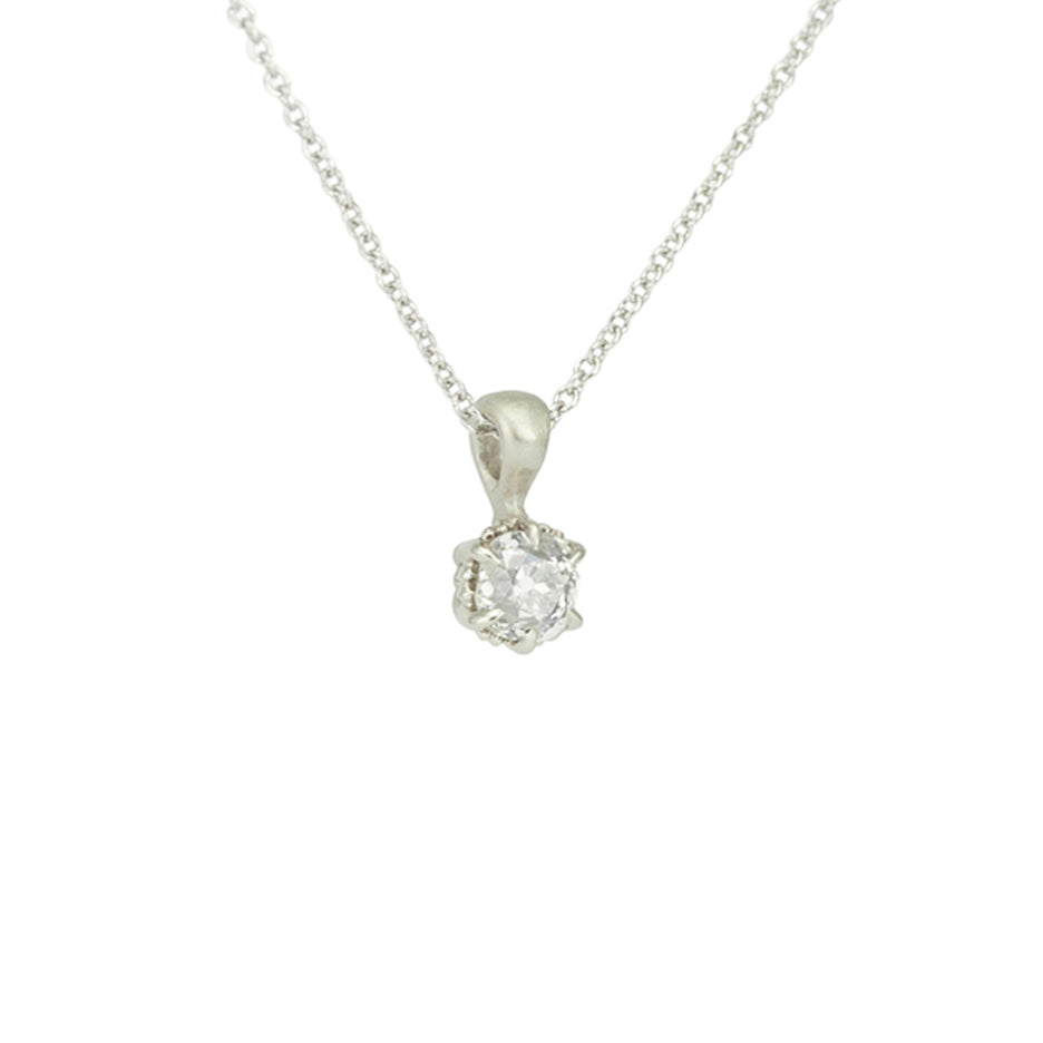 Diamond Necklace in White Gold with Detailing Side View
