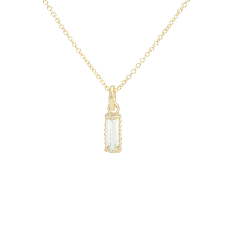 Diamond Baguette Necklace in Yellow Gold with Detailing Front View