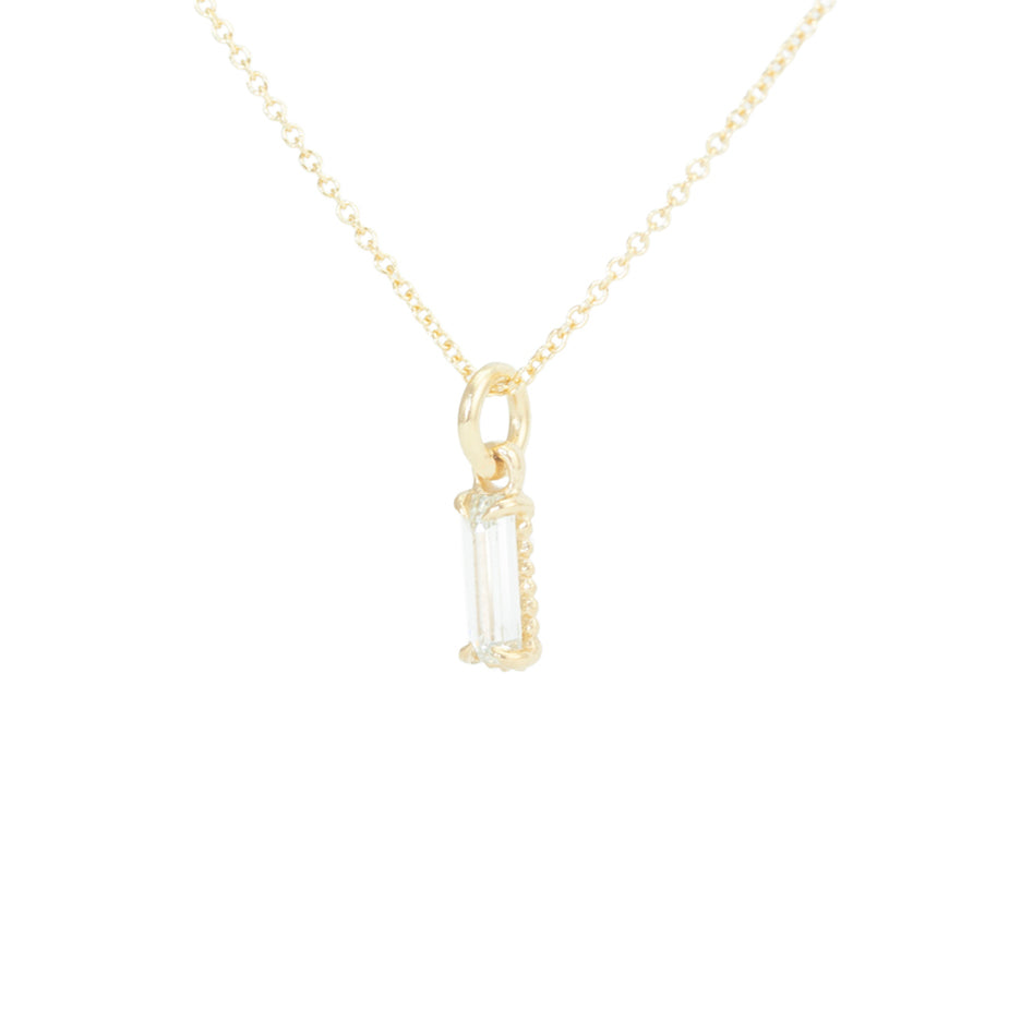 Diamond Baguette Necklace in Yellow Gold with Detailing Side View