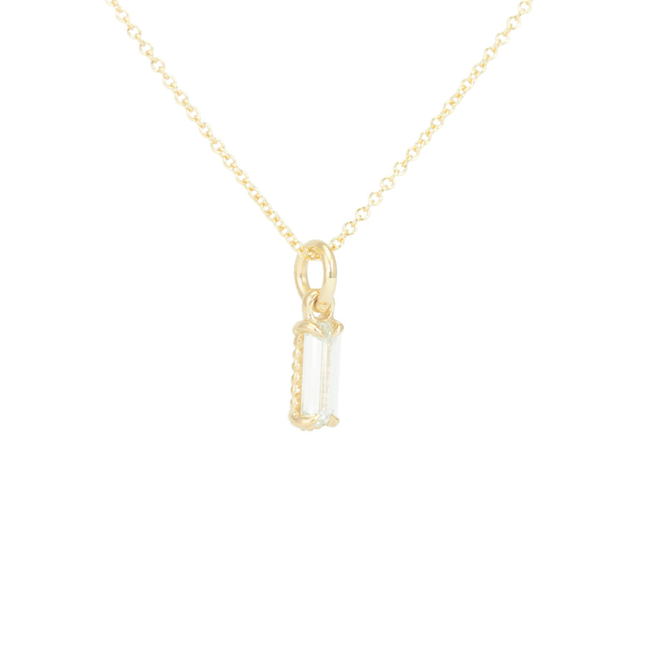 Diamond Baguette Necklace in Yellow Gold with Detailing Side View