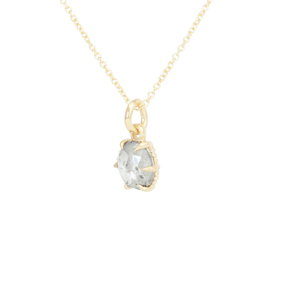 Salt and Pepper Diamond Necklace in Yellow Gold with Detailing Side View