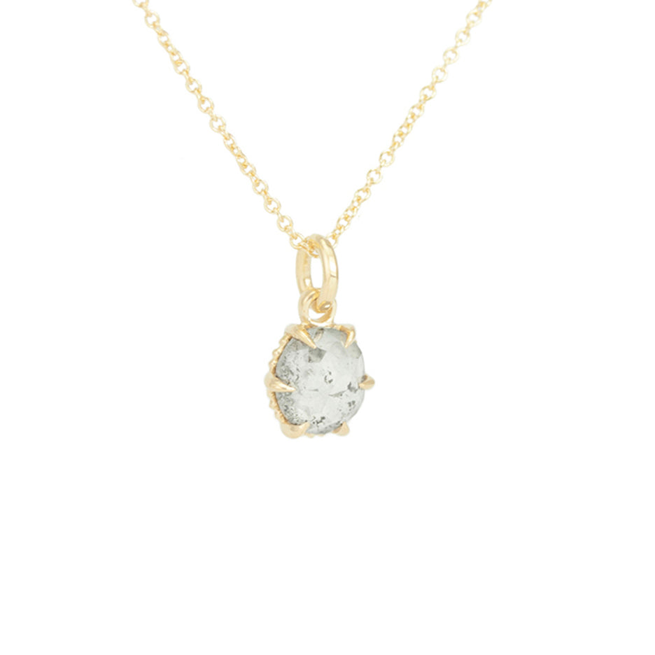 Salt and Pepper Diamond Necklace in Yellow Gold with Detailing Side View