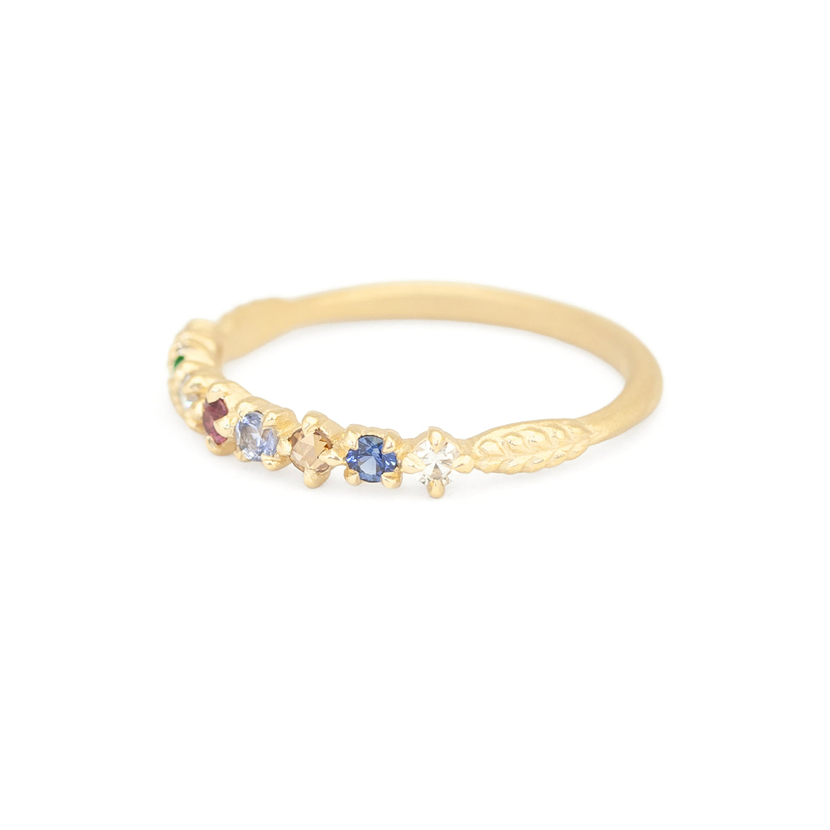 Sapphire and Diamond Ring in Yellow Gold with Detailing Side View
