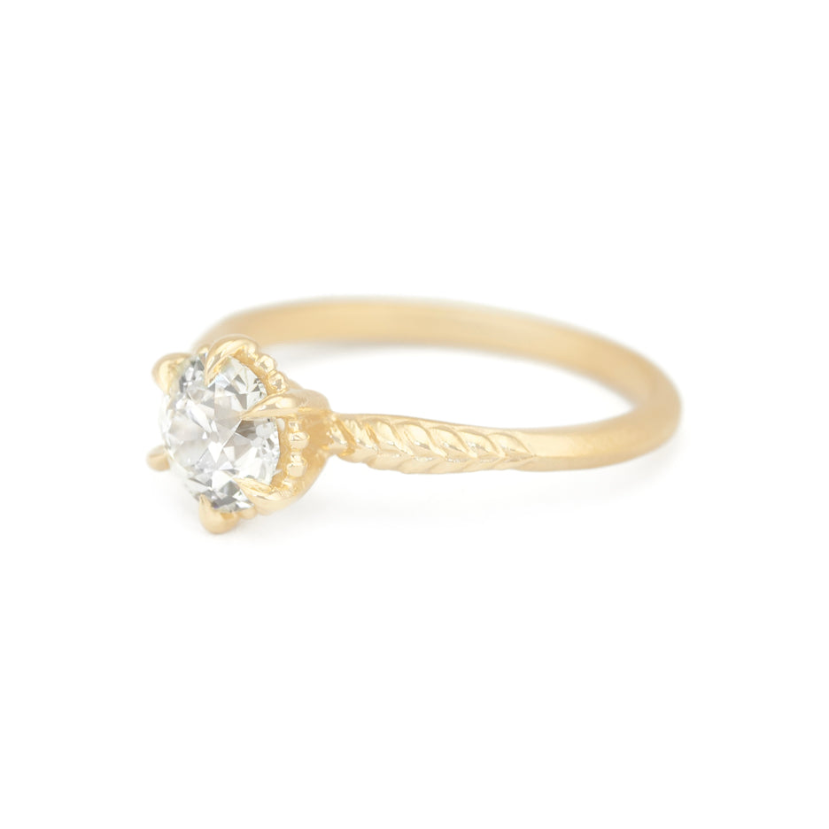 Diamond Wedding Ring in Yellow Gold with Detailing Side View