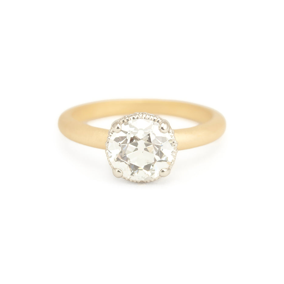 Lab Grown Diamond Ring in Two Tone Gold Front View