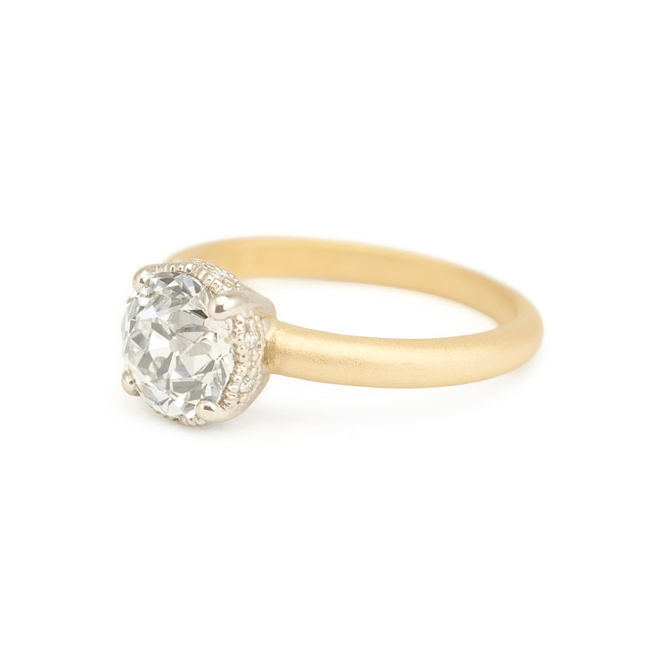 Lab Grown Diamond Ring in Two Tone Gold Side View
