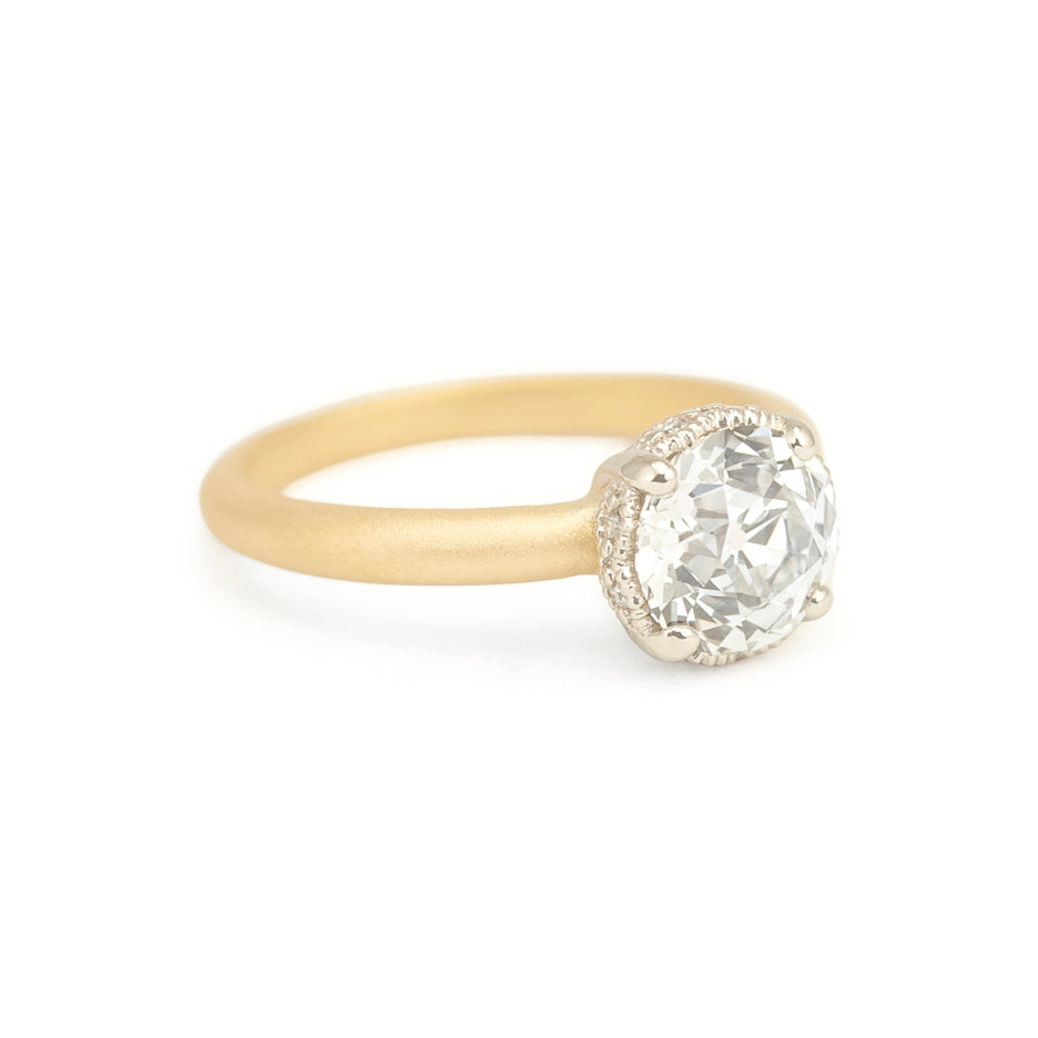Lab Grown Diamond Ring in Two Tone Gold Side View