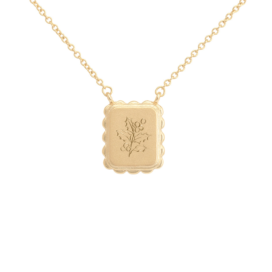 Hand Engraved Birth Flower Necklace in Yellow Gold