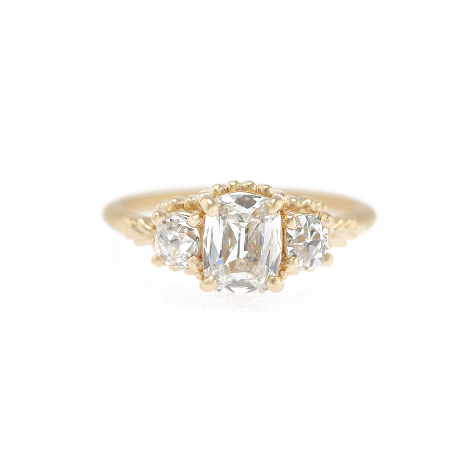 Wood Nymph Faye 3-Stone Ring (LC7849) - .83ct Vintage Cut Diamond