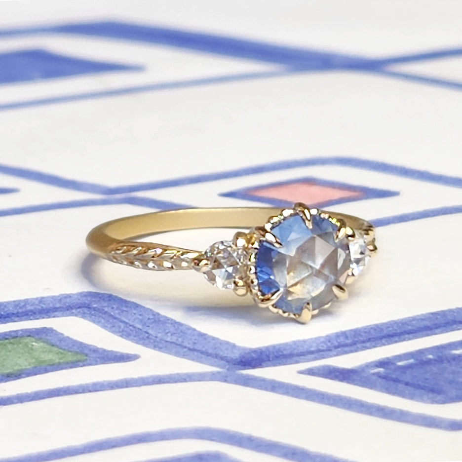 Rose cut sapphire engagement ring on sale