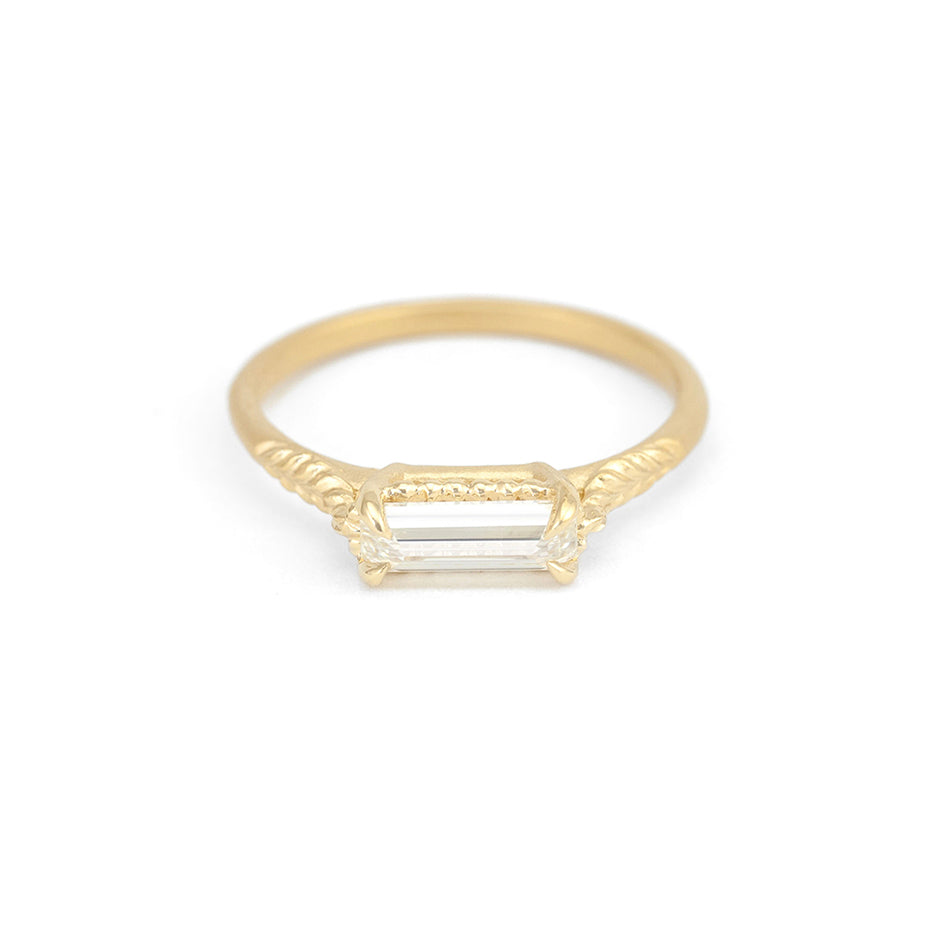 Diamond Ring in Yellow Gold with Detailing Front View