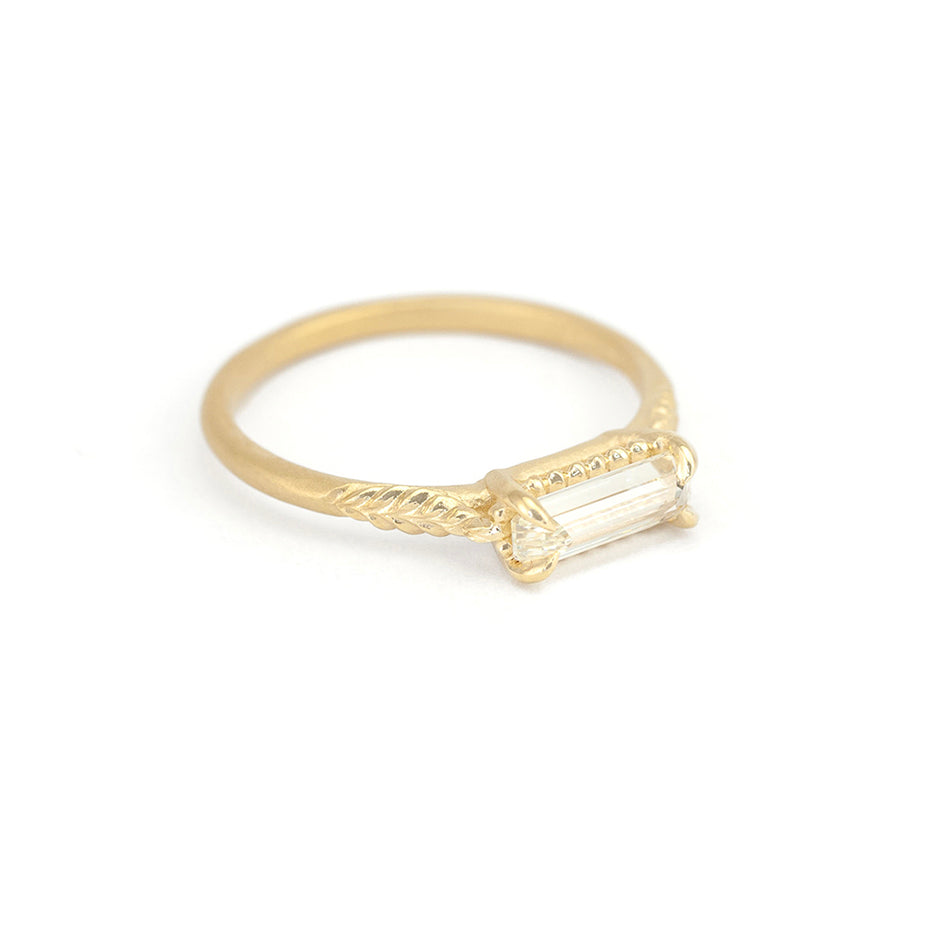 Diamond Ring in Yellow Gold with Detailing Front View