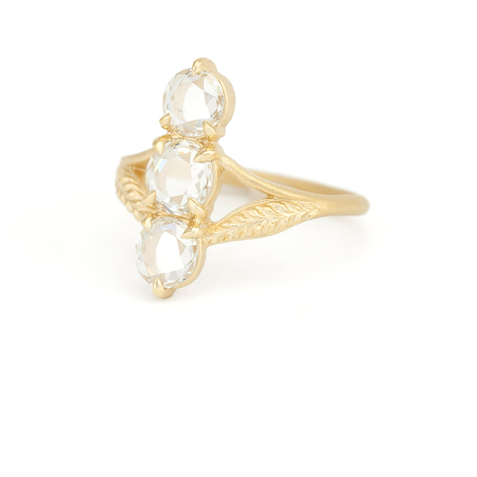 Antique Diamond Non-Traditional Wedding Ring in Yellow Gold Three Quarter View