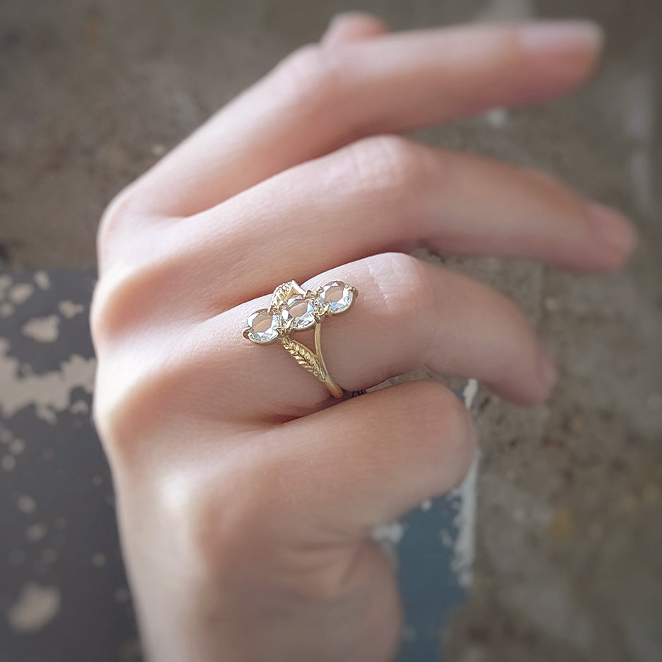 14K Yellow Gold 3 Stone Engagement Ring – KoKo's Designs