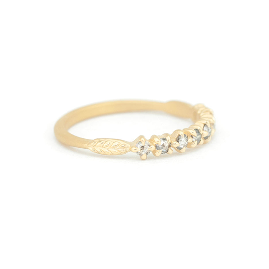 Salt and Pepper Diamond Band in Yellow Gold Three Quarter View