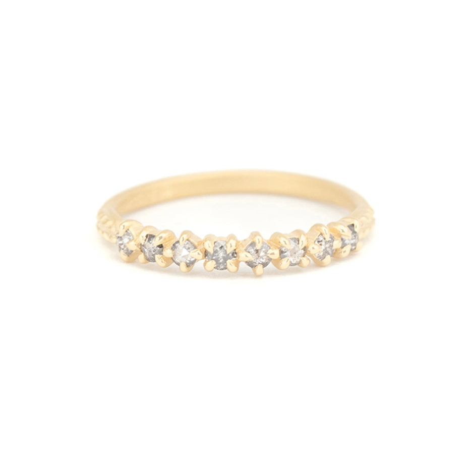 Salt and Pepper Diamond Band in Yellow Gold Front View