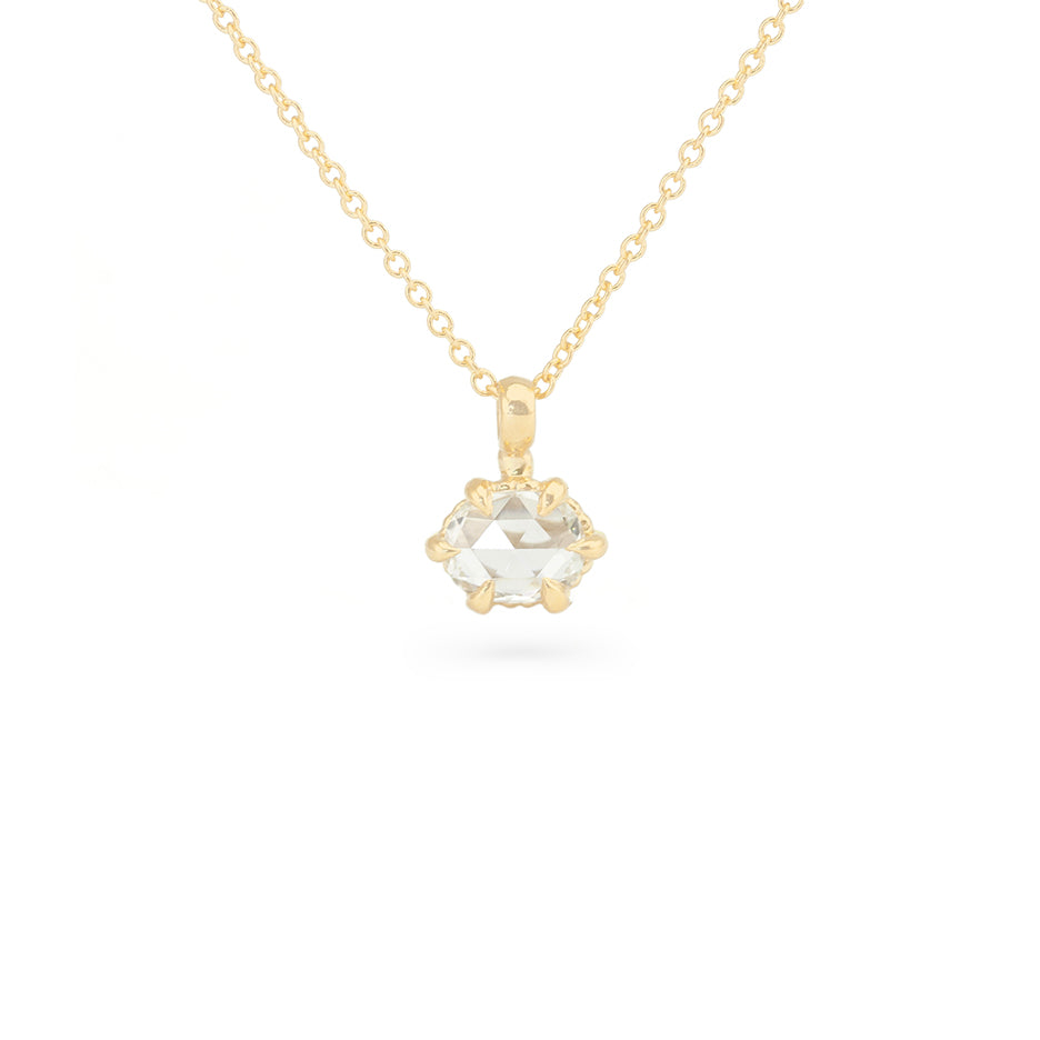 Rose Cut Diamond Necklace in Yellow Gold Front View