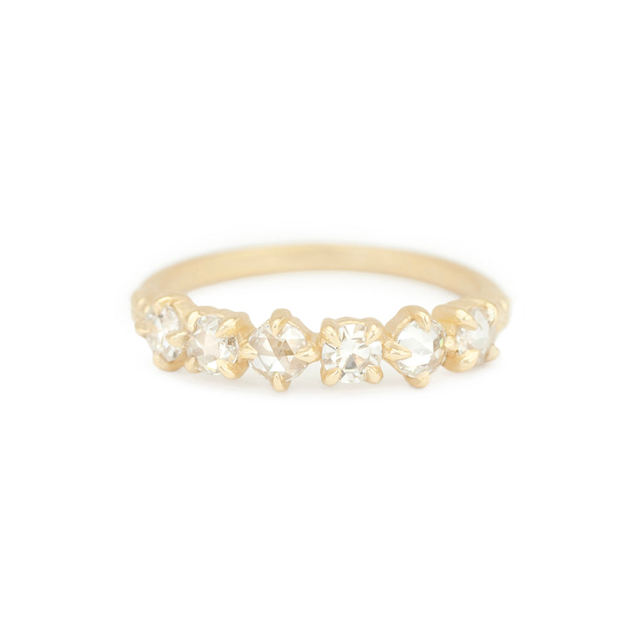 Diamond Band in Yellow Gold with Detailing Front View