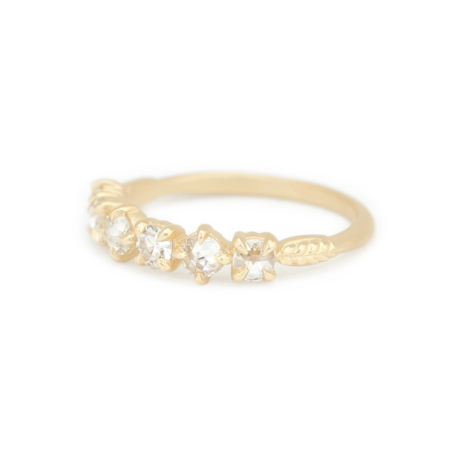 Diamond Band in Yellow Gold with Detailing Side View