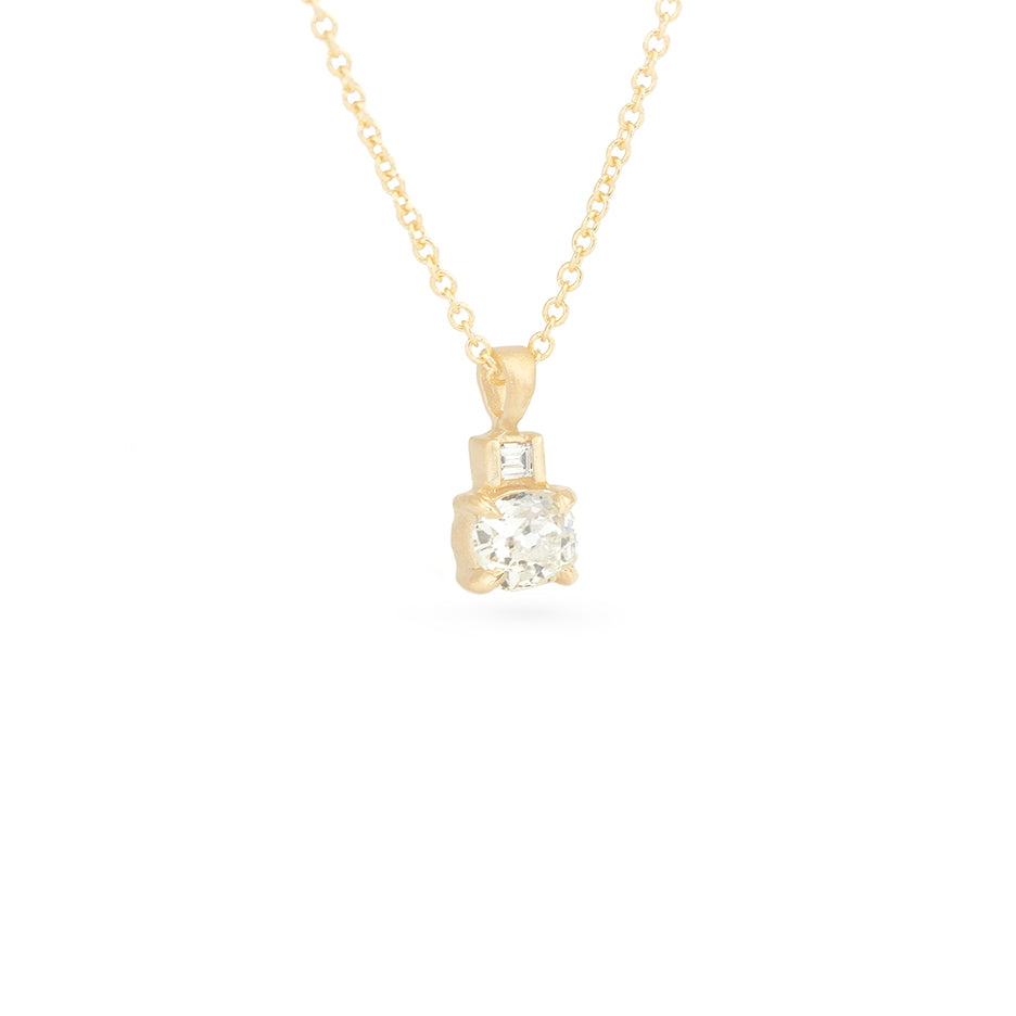 Antique Diamond Necklace in Yellow Gold Front View