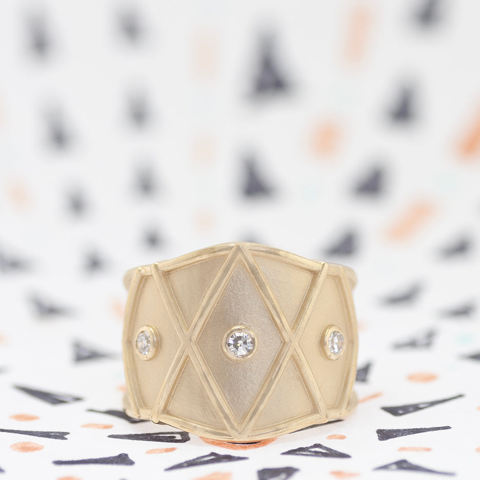 Lattice Cigar Band (LC7951) - Yellow Gold - megan thorne