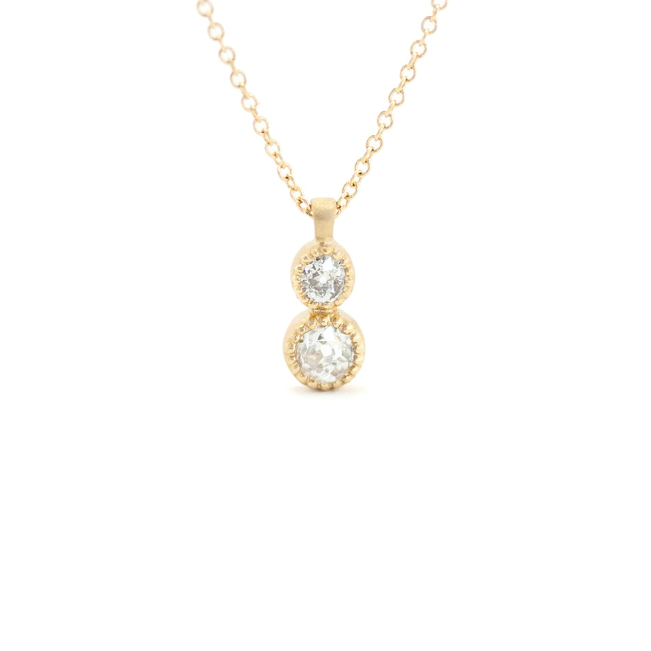 Double Drop Picot Necklace (LC8465) - Antique Diamonds