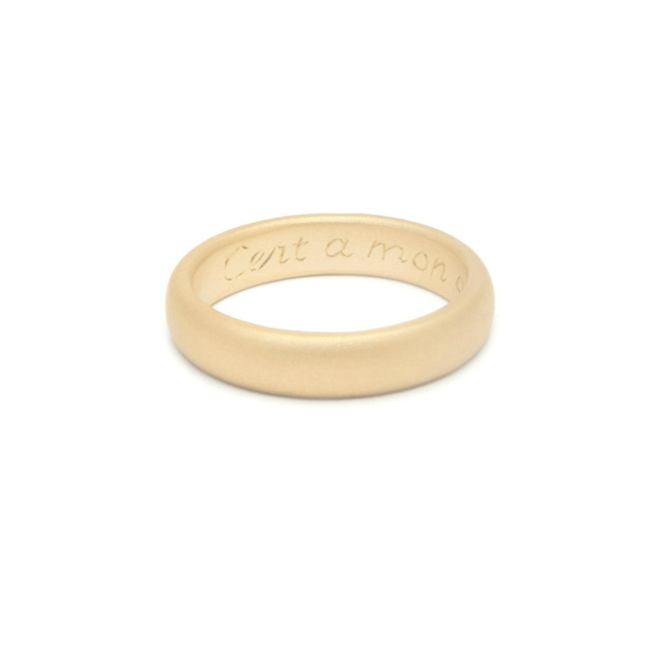 Hand Engraved Posy Ring in Yellow Gold