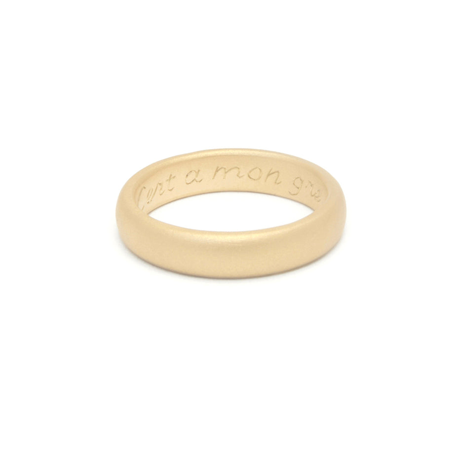 Hand Engraved Posy Ring in Yellow Gold