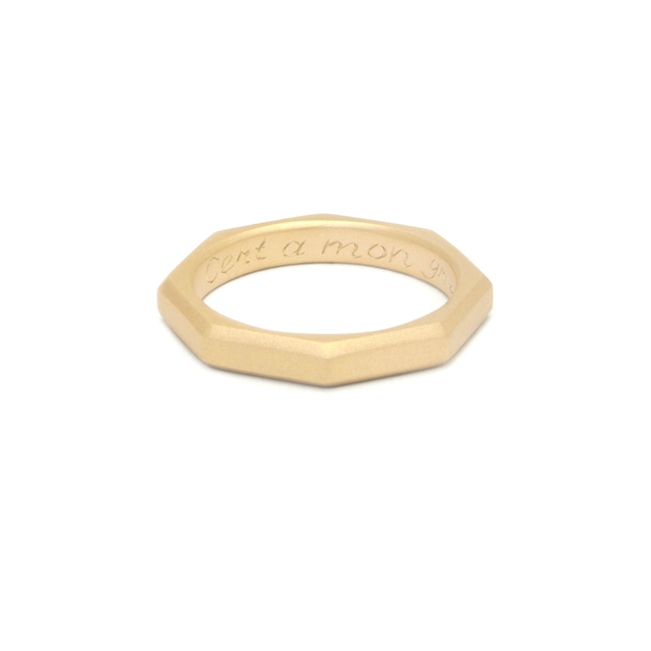 Hand Engraved Posy Ring in Yellow Gold