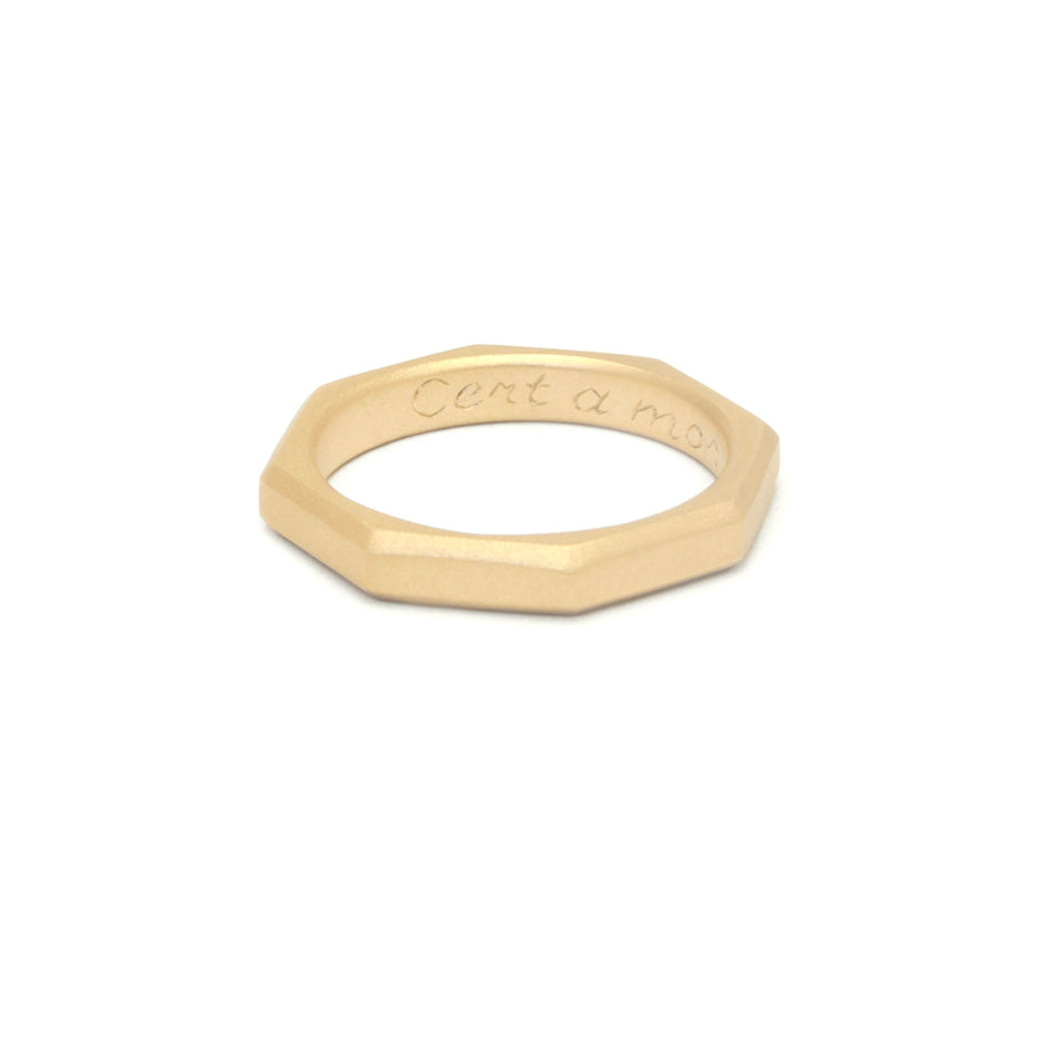 Hand Engraved Posy Ring in Yellow Gold