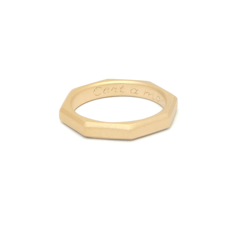 Hand Engraved Posy Ring in Yellow Gold