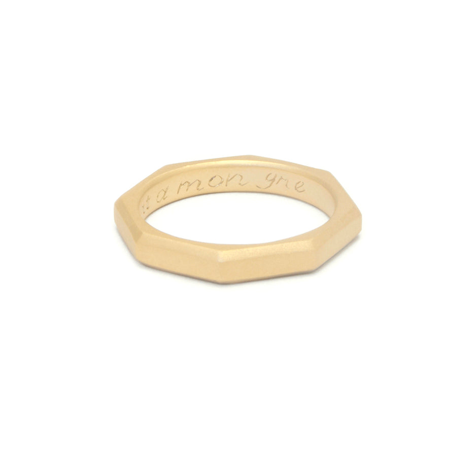Hand Engraved Posy Ring in Yellow Gold