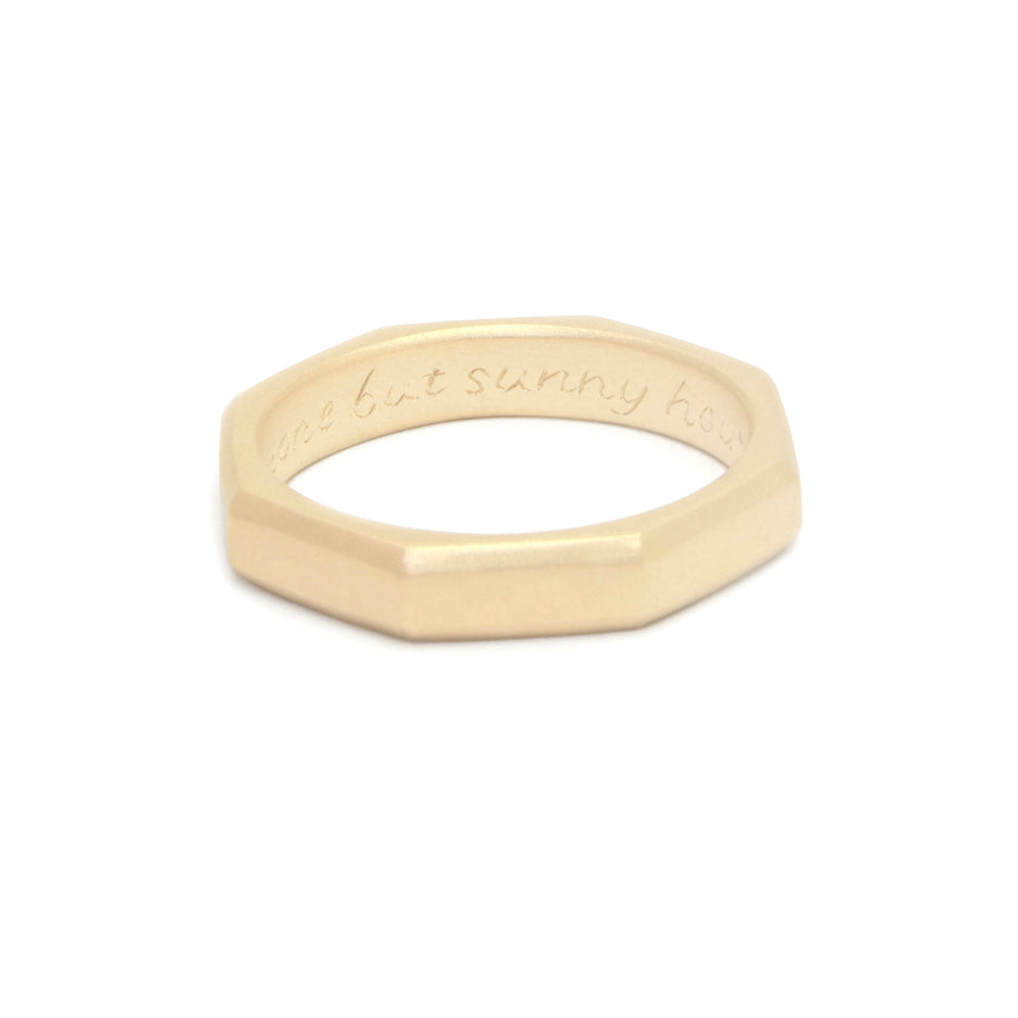 Hand Engraved Posy Ring in Yellow Gold