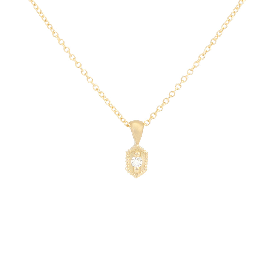 Diamond Necklace in Yellow Gold with Detailing in Front View