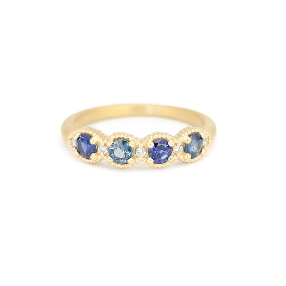 Colored Sapphire Band in Yellow Gold with Detailing Side View