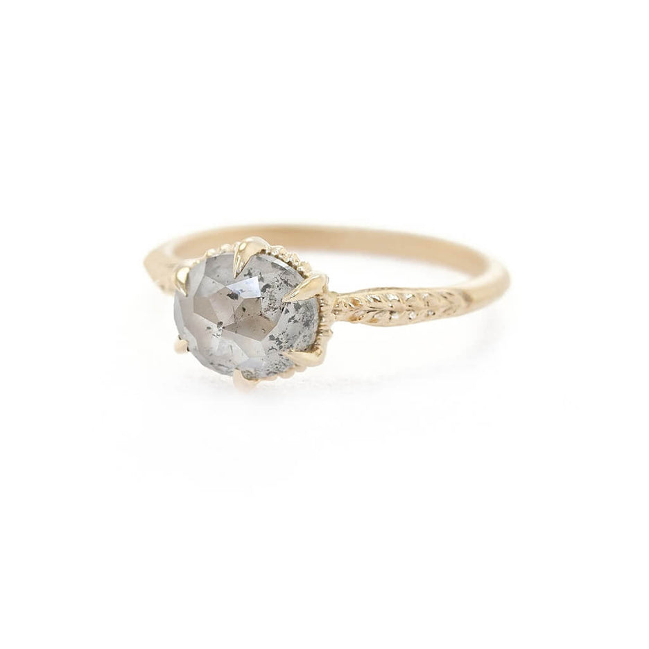 Evergreen Solitaire Ring (MT6042) - 1.77ct Oval Salt &amp; Pepper Rose Cut Diamond