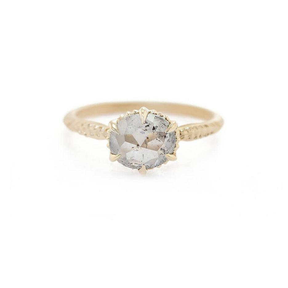 Evergreen Solitaire Ring (MT6042) - 1.77ct Oval Salt & Pepper Rose Cut Diamond