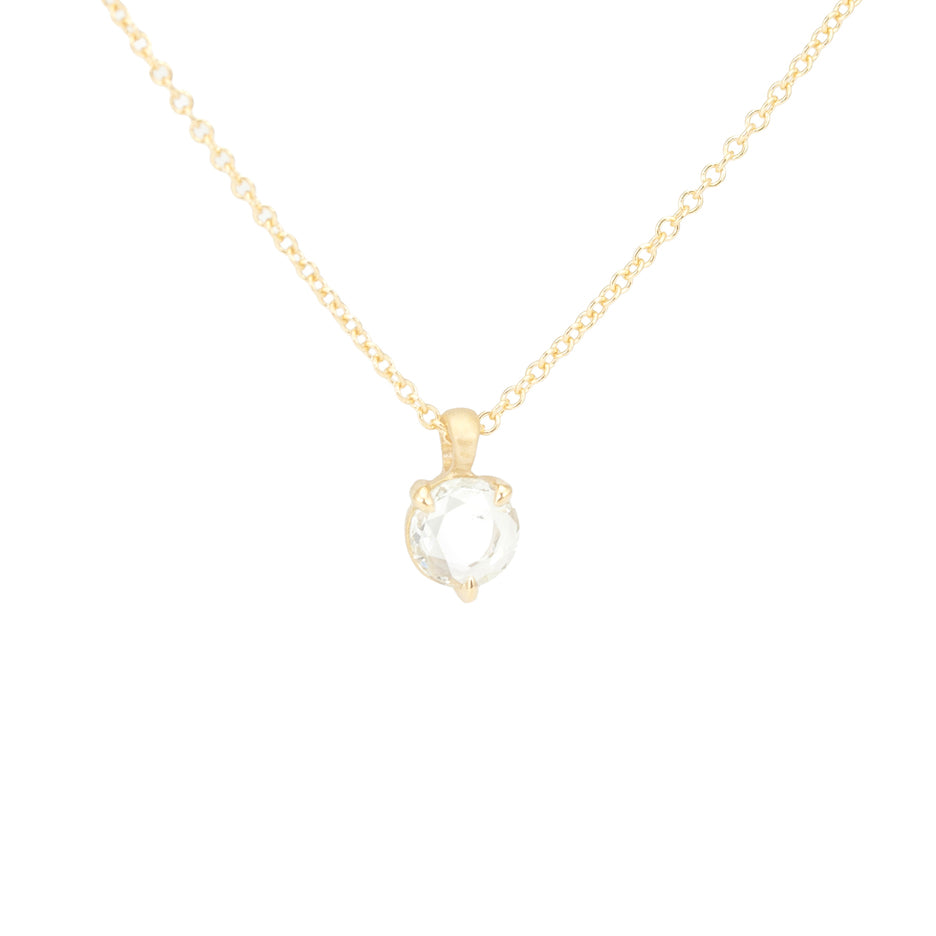 Portrait Cut Diamond Necklace in Yellow Gold with Detailing Side View