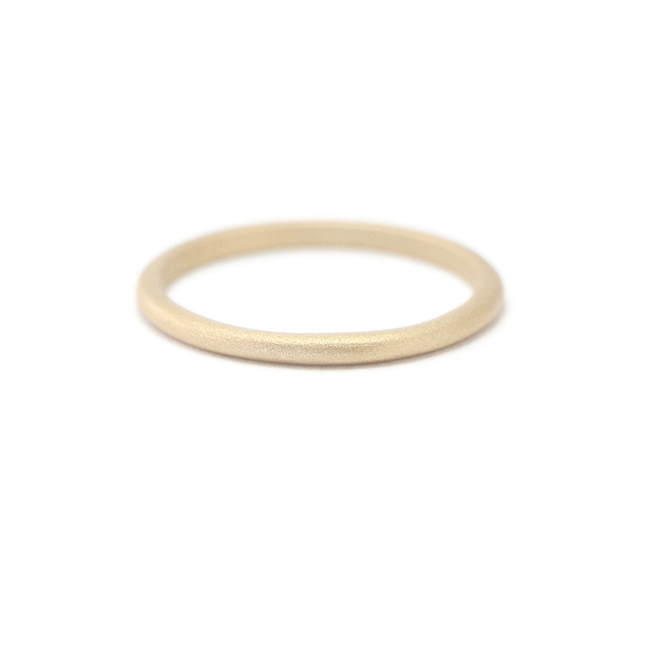 Handmade plain thin wedding band stacking band in 18K yellow gold