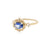 Handmade alternative engagement ring featuring east west set oval blue sapphire and rose cut diamonds in 18K yellow gold by Designer Megan Thorne