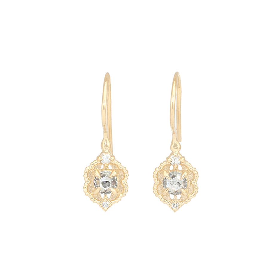 Venise Frame Drop Earrings - Salt and Pepper Diamonds (LC8560)