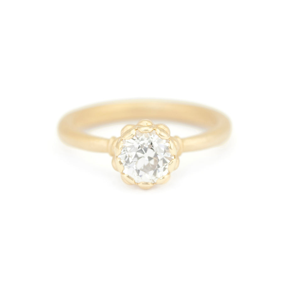 Diamond Engagement Ring in Yellow Gold with Detailing Front View