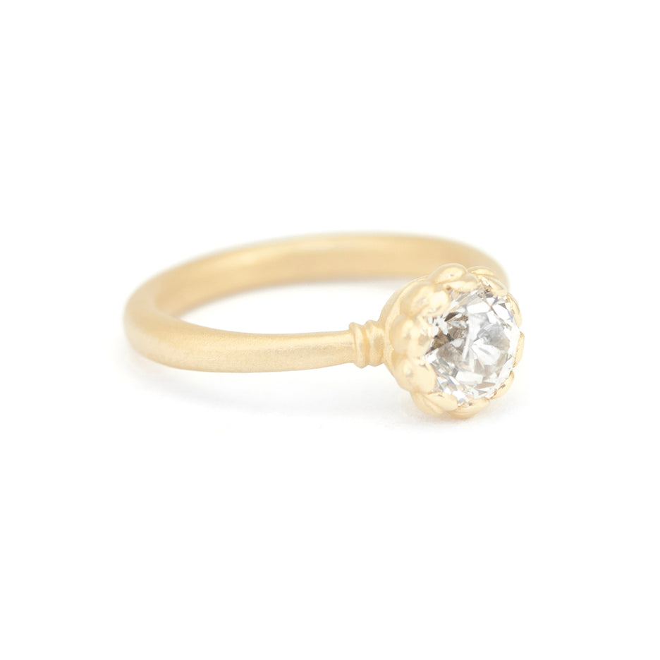 Diamond Engagement Ring in Yellow Gold with Detailing Front View