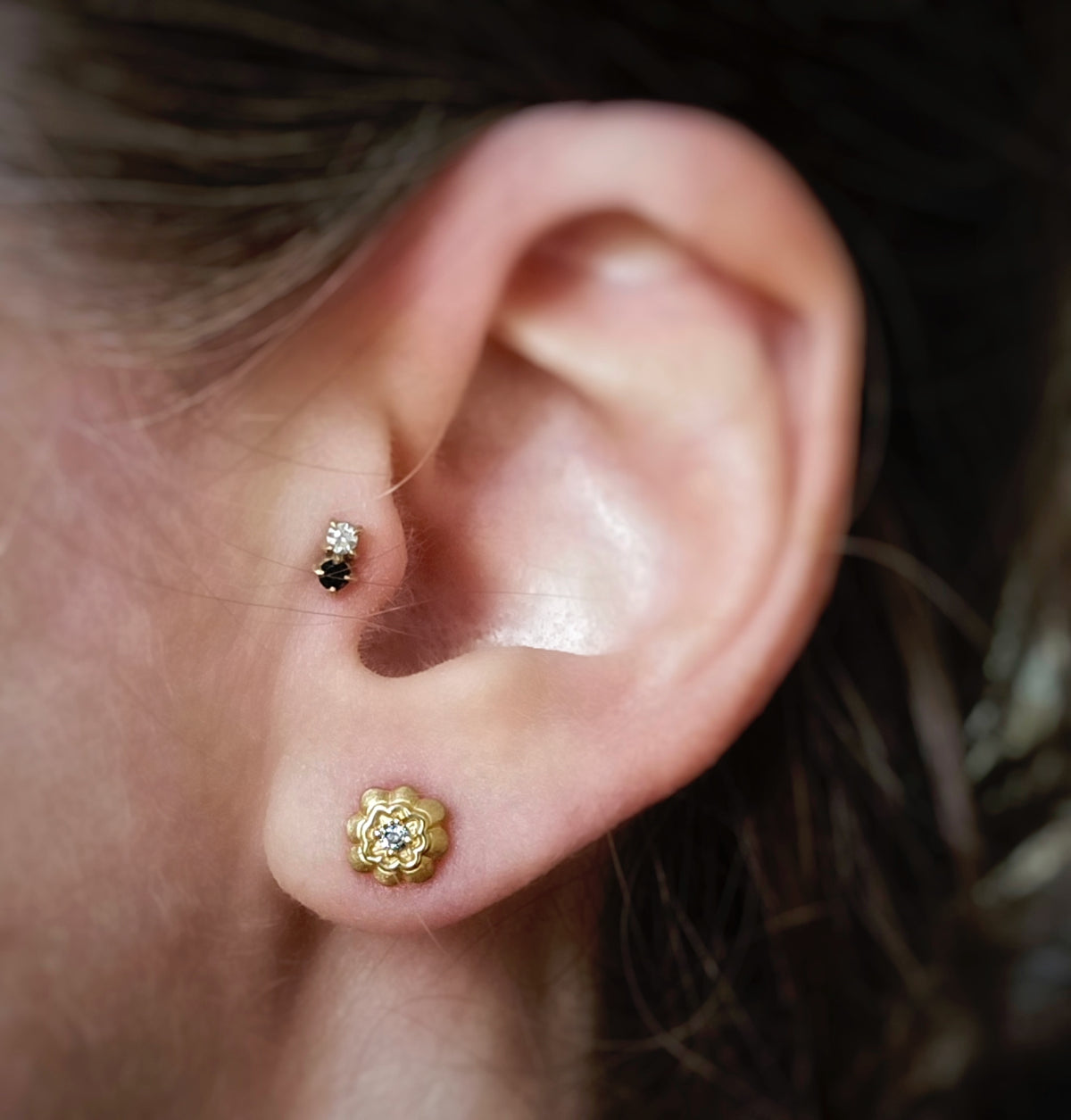 Vieira Petite Studs- Salt and Pepper Diamonds