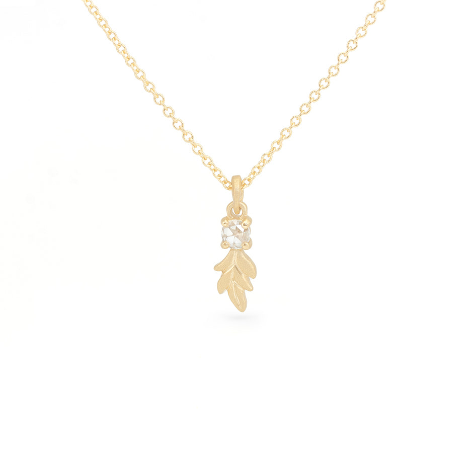 Rose Cut Necklace in Yellow Gold with Botanical Detailing Front View